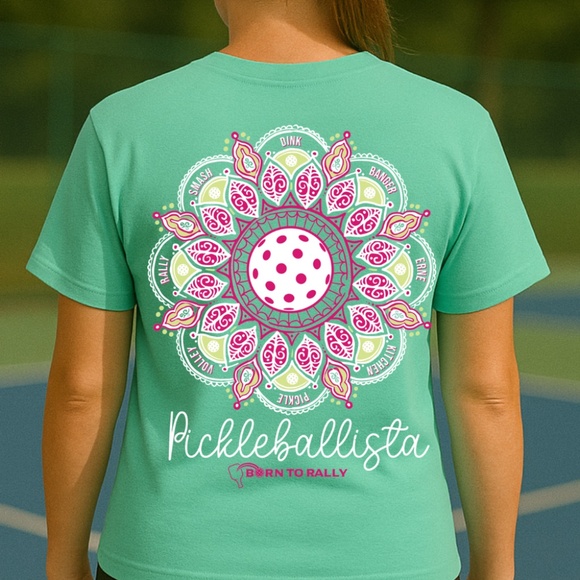 Pickleballista Mandala Graphic Tee – Teal Green | Born to Rally - Picture 4 of 4